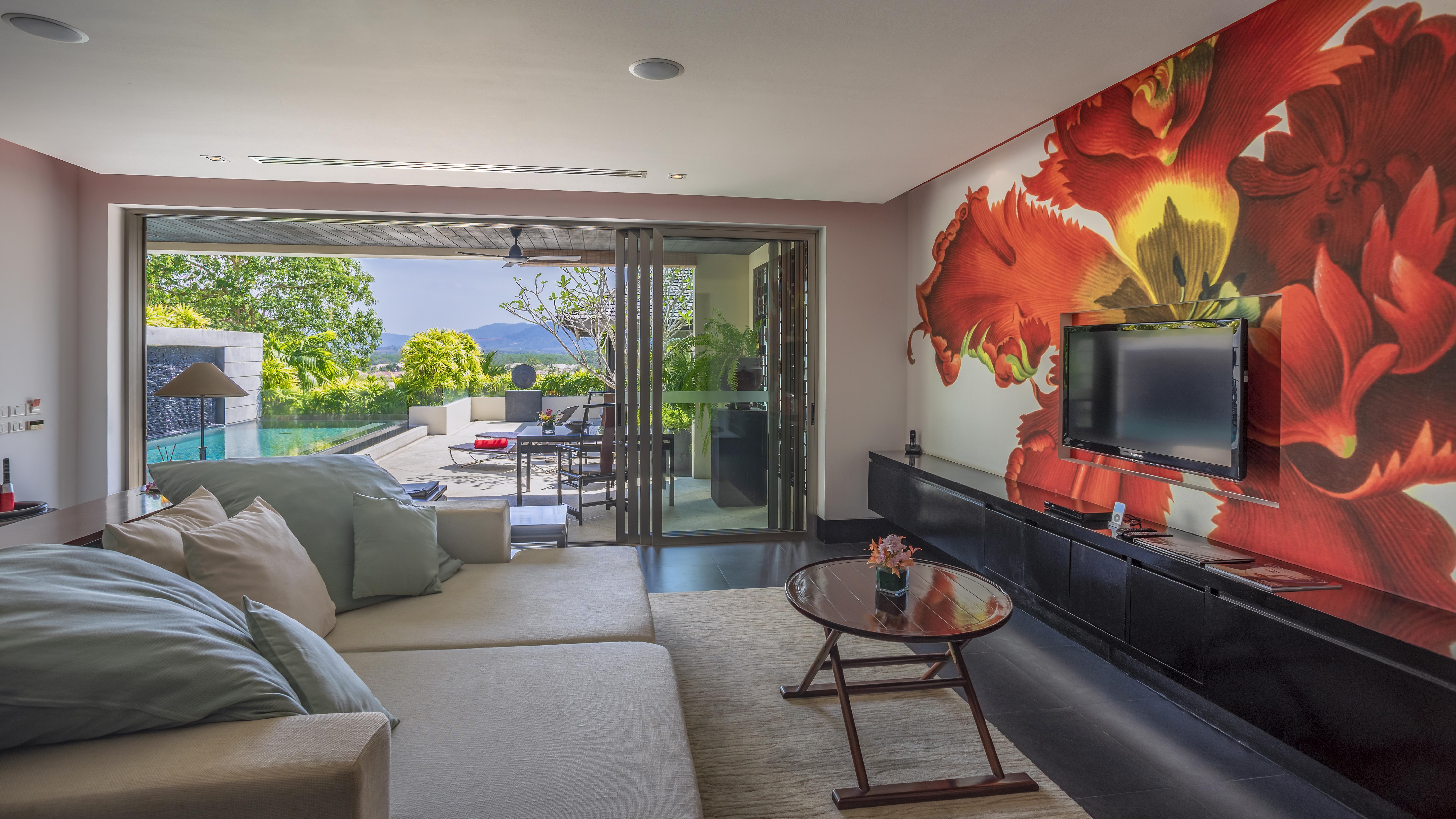 The Pavilions Phuket (Adults Only) Pantai Bang Tao Bagian luar foto A living room at the hotel